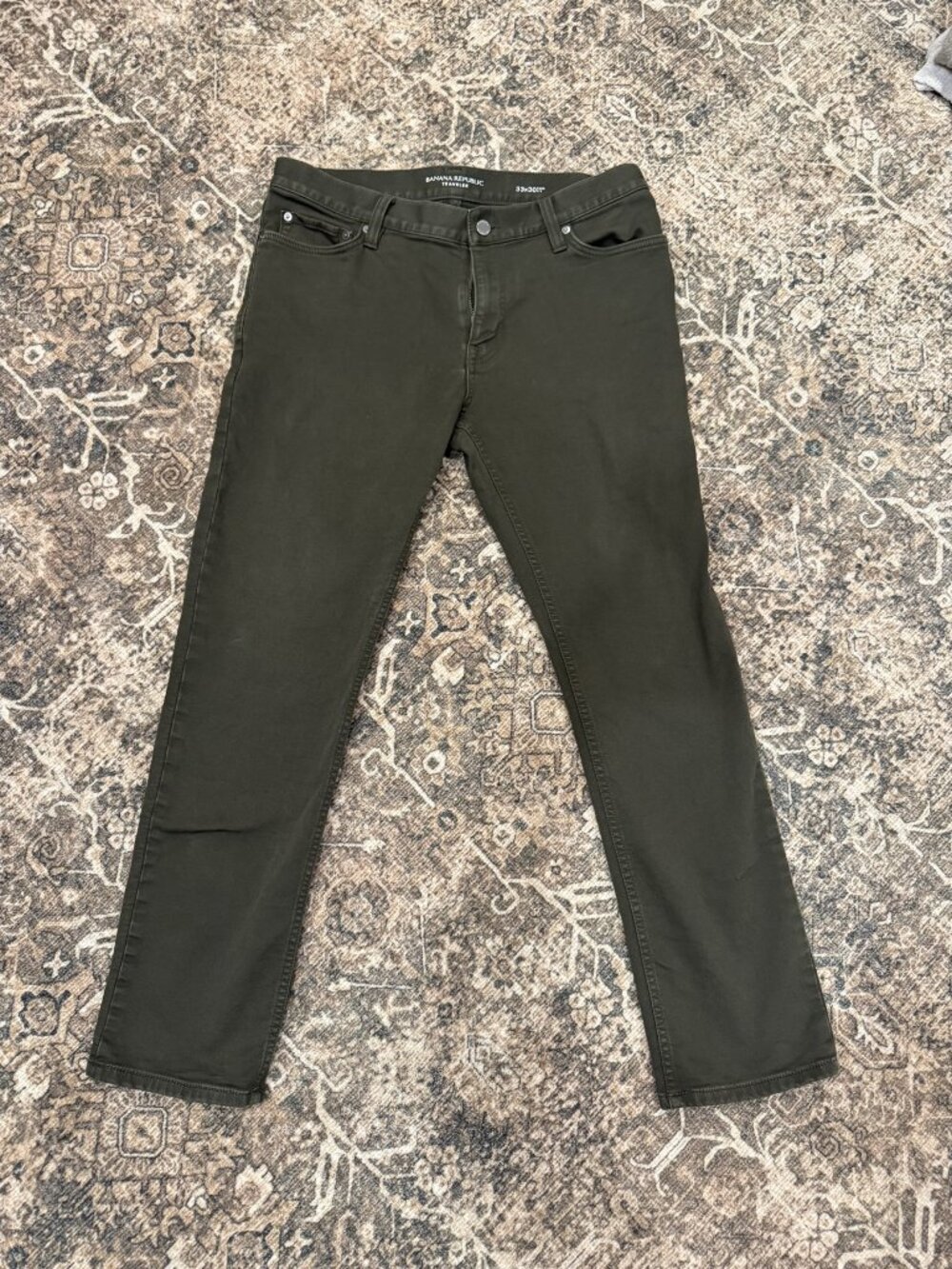 Banana Republic Traveler Slim Fit Pants Olive Green 33x30